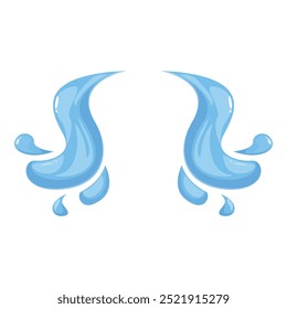 Two cartoon style water splashes forming a symmetrical shape on a white background