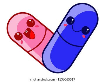 two cartoon tablets red and blue, vector illustration