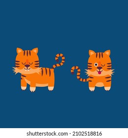 Dos tigres de caricatura. Ilustración del vector 