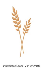 Two cartoon wheat ears on white background vector illustration