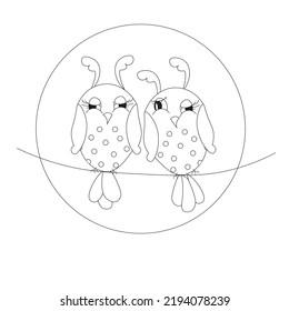 Two cartoons funny cute owls on sleep colorful page stock vector illustration for web, for print
