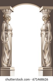 Two Caryatids on a white background