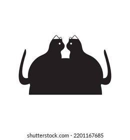 Two cat animal logo template design 