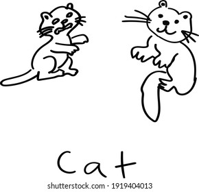 Two cat by hand writing outline