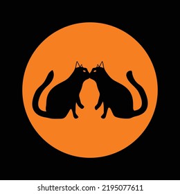 Two cat circle animal logo 