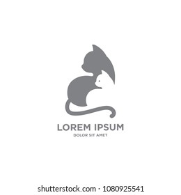 two cat cute pet logo vector icon
