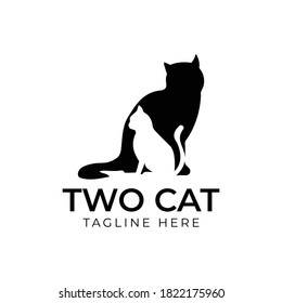 ilustración vectorial del icono del logotipo de mascotas lindas de dos gatos