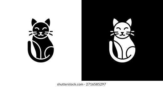 Dos iconos de gato, uno negro y otro blanco, muestran un contraste marcado y elegante.