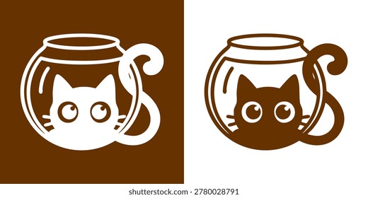 Two cat illustrations peeking
