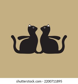 Two cat logo template design 