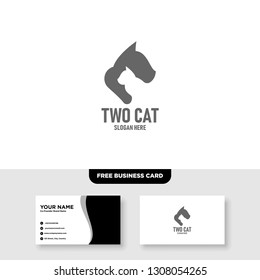 Two Cat Logo Vector Template, Free Business Card