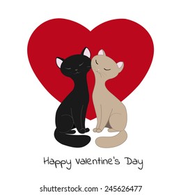 Two cat on red heart 