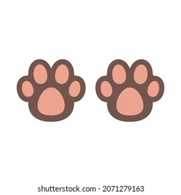 Two cat paw print leg foot. Cute cartoon. Flat design. Vector illustration