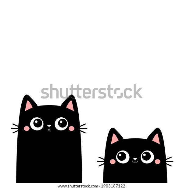 Two Cat Set Cute Cartoon Kawaii Stock Vector (Royalty Free) 1903187122 ...