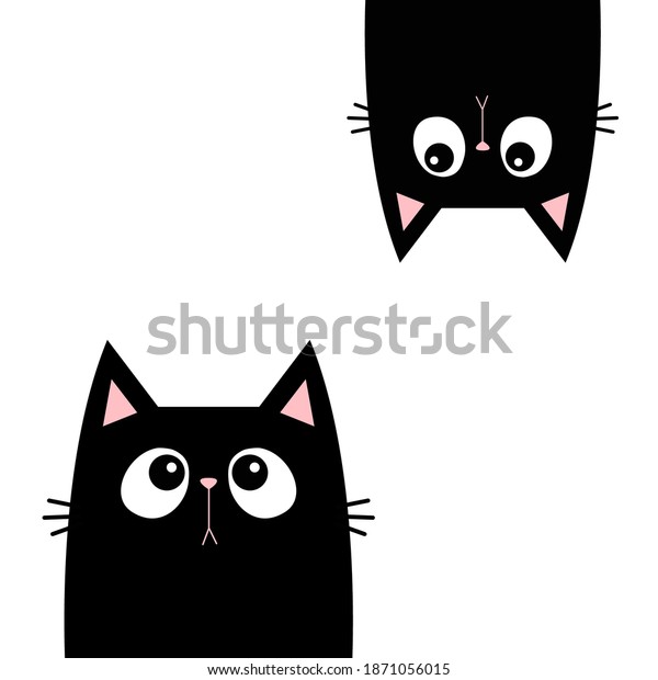 Two Cat Set Head Face Black Stock Vector (Royalty Free) 1871056015 ...