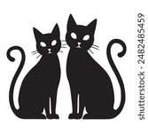 Two Cat silhouette vector style illustration with white background.