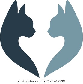 Two cat vector illustration on white background, minimalist pet art design  
