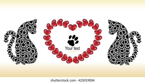 Two cats in cat tracks with a heart of hearts