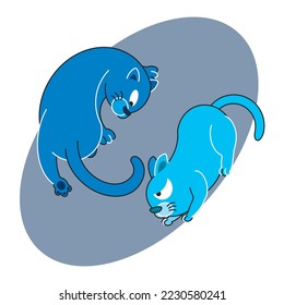 two cats chasing each other