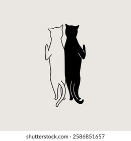 Two Cats In Contrasting Colors