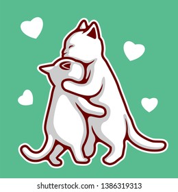 Two cats cuddling each other and celebrate Valentines day - Vector