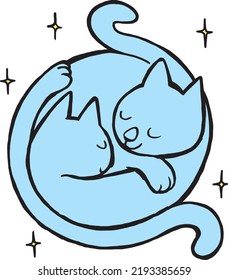 two cats curled up in an embrace
