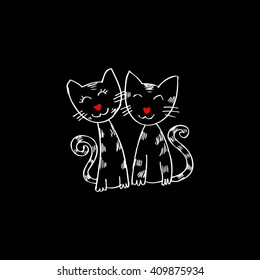 Two cats . Doodle style.
