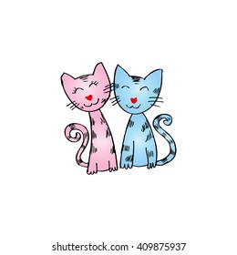 Two cats . Doodle style.
