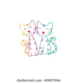 Two cats . Doodle style.
