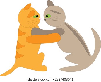 Two cats are fighting  children's drawing