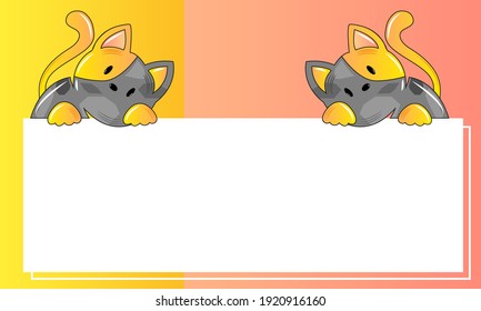 dos gatos a todo color. prima. color rosa de fondo con amarillo. amor de gatos