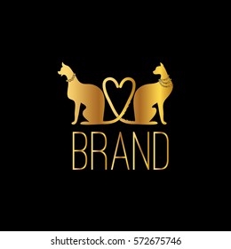 Two cats golden vector logo