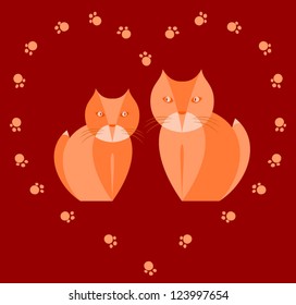 Two cats and heart