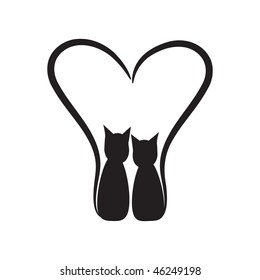 two cats with heart
