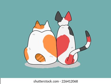 Two cats with heart mark on their back