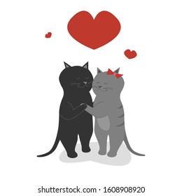 Two cats with a heart. You can use it as a greeting card, poster, flyer, invitation, template.