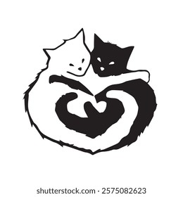 Two cats hug each other