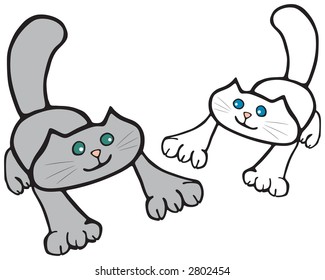 Two cats looking at each other
