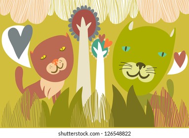Two cats in love