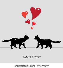 Two cats love card
