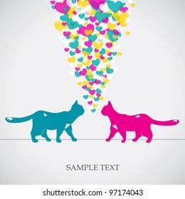 Two cats love colorful card