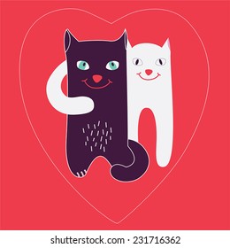 Two cats in love. Happy Valentines day.