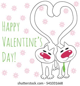 Two cats in love. Happy Valentine's Day