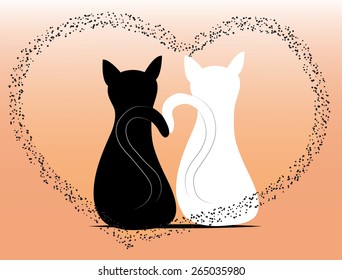 Two cats in love illustration.