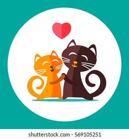 Two cats in love isolated on white background. Valentine’s Day vector illustration. Design elements for greeting cards and etc.