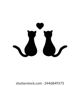 two cats love sign icon