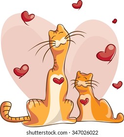 Two cats in love, vector graphics