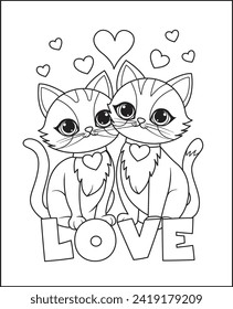 two cats lovers valentine coloring book for children