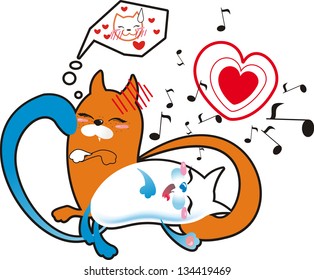 Two cats. One cat fall in love, the other in confusion.