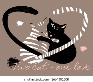 dos gatos un vector de amor